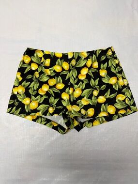 Forever 21 Black Lemon Print Bike Shorts
